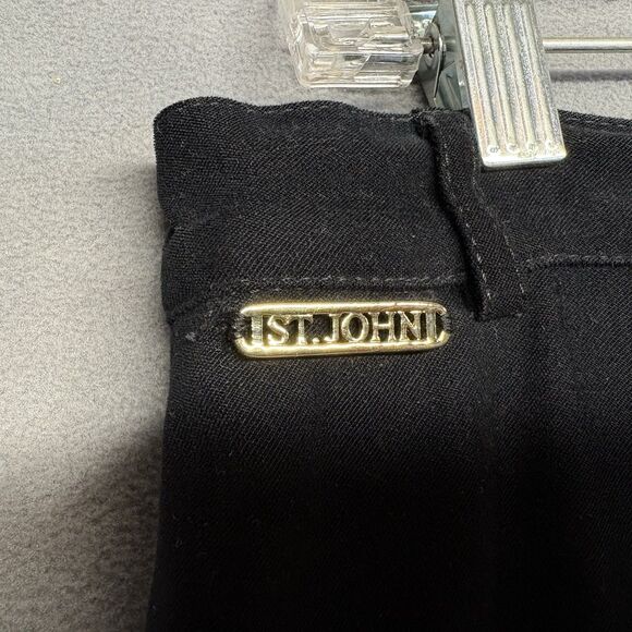 St John Sport By Marie Gray Pants Size 8 Black Straight Suede Feel Quiet Luxury - Picture 5 of 9